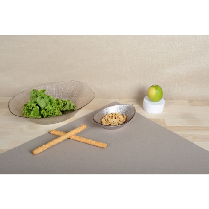 SALADIER OVALE BORD SABLE TRANSPARENT 30CM