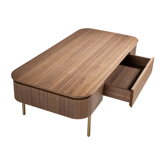 Mesa centro Angel Cerda chapada en nogal 120x60x37cm