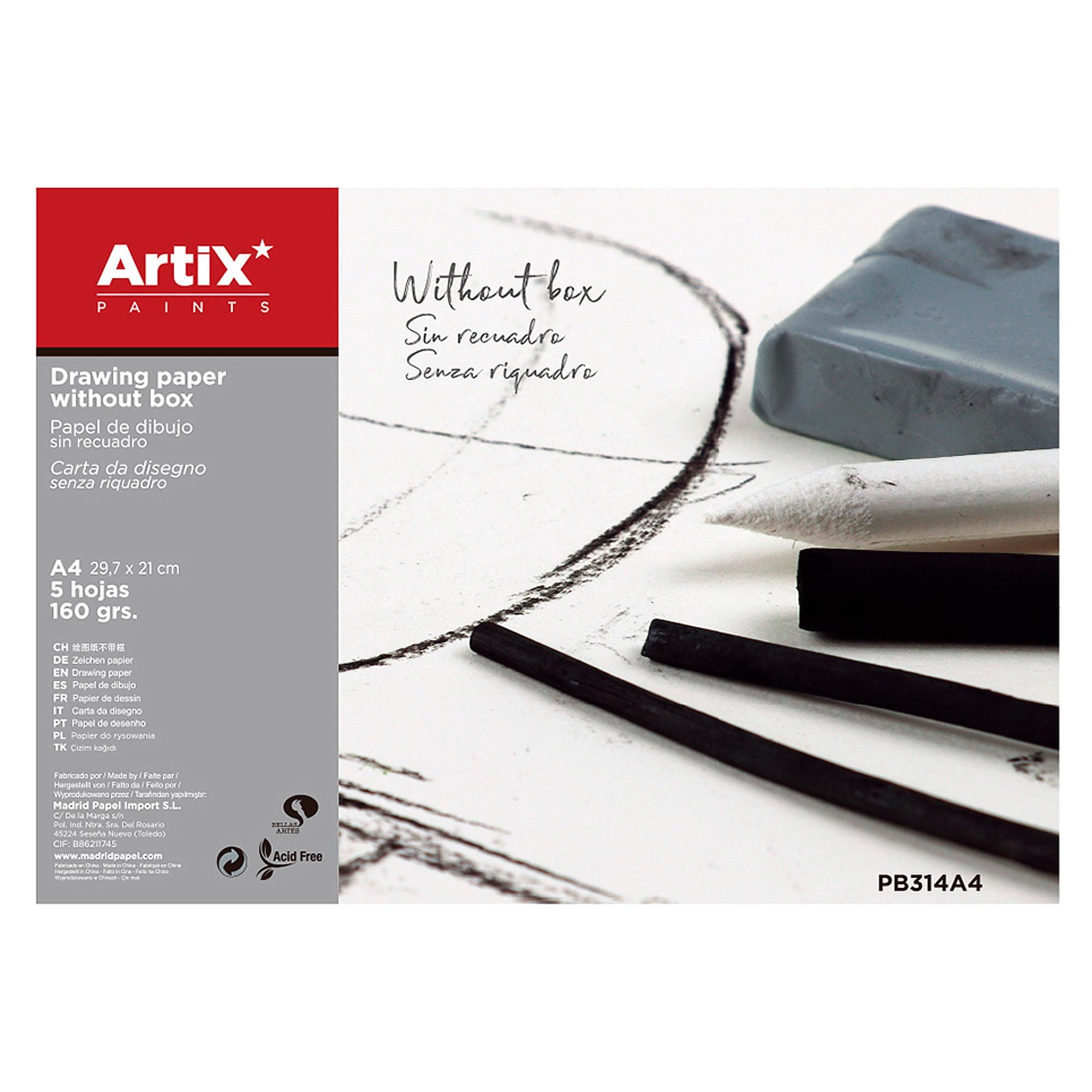 12 packs PAPEL DE DIBUJO SIN RECUADRO A4 5 HOJAS