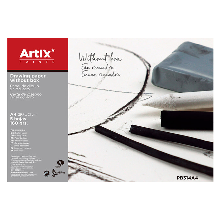 12 packs PAPEL DE DIBUJO SIN RECUADRO A4 5 HOJAS