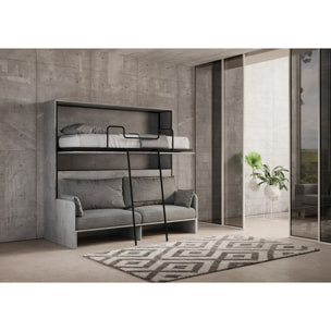 Lit escamotable horizontal superposé 2 couchages 85 Kando Sofà Gris Béton - ALESSIA 20