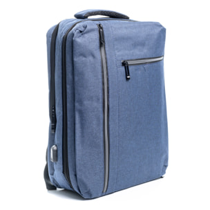 Zaino da cabina multiscomparto, porta laptop 17". Adattabile a Trolley. Presa USB esterna nascosta.