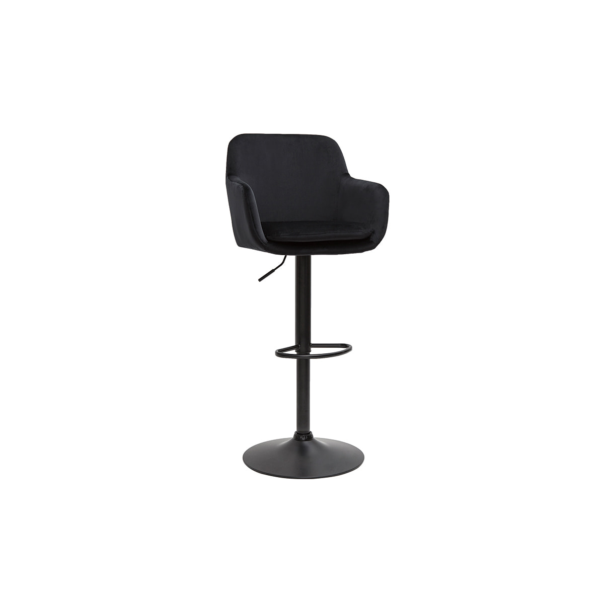 Tabourets de bar réglables en velours noir et métal (lot de 2) AMIKA