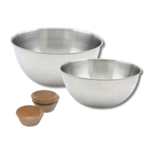 Lot comprenant 40 moules à muffins Zenker, 2 bols à mixer en inox Fackelmann