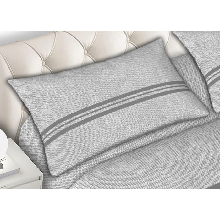 Completo Lenzuola In Calda Flanella Made in Italy Easy Grigio