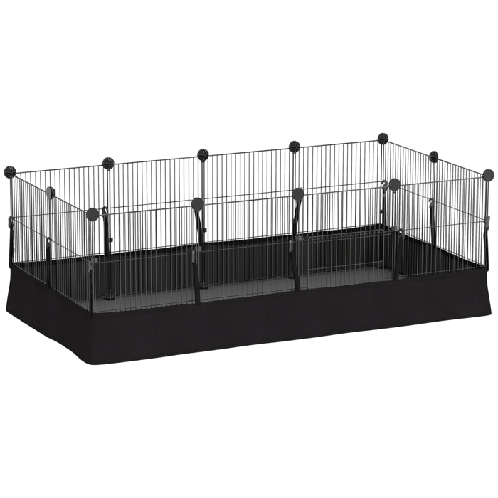Valla Metálica para Mascotas de 12 Paneles, Jaula para Animales Pequeños, Forma Personalizable, Alfombrilla Impermeable, Parque para Cobayas, Erizos, 120x60x40 cm, Negro
