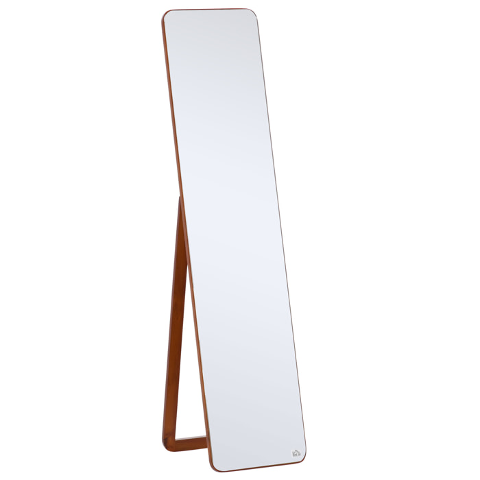 Miroir sur pied et mural rectangulaire dim. 37L x 43l x 156H cm verre MDF aspect noyer clair