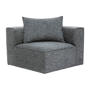 Module d'angle gauche pour canapé en tissu chiné gris foncé KERRY