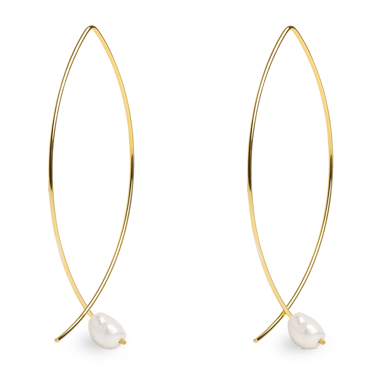 Orecchino Arch Bean Pearl Argento Placcato Oro