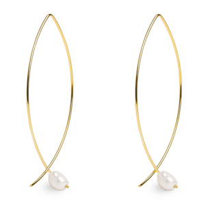 Orecchino Arch Bean Pearl Argento Placcato Oro