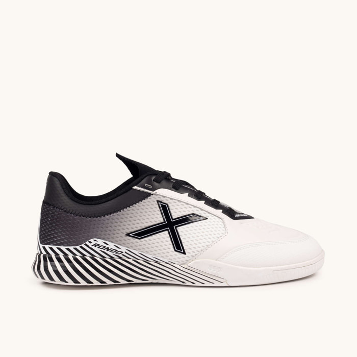 MUNICH RONDO 22 Zapatillas de Fútbol Sala Profesionales Blanco y Negro Diseño Líneas