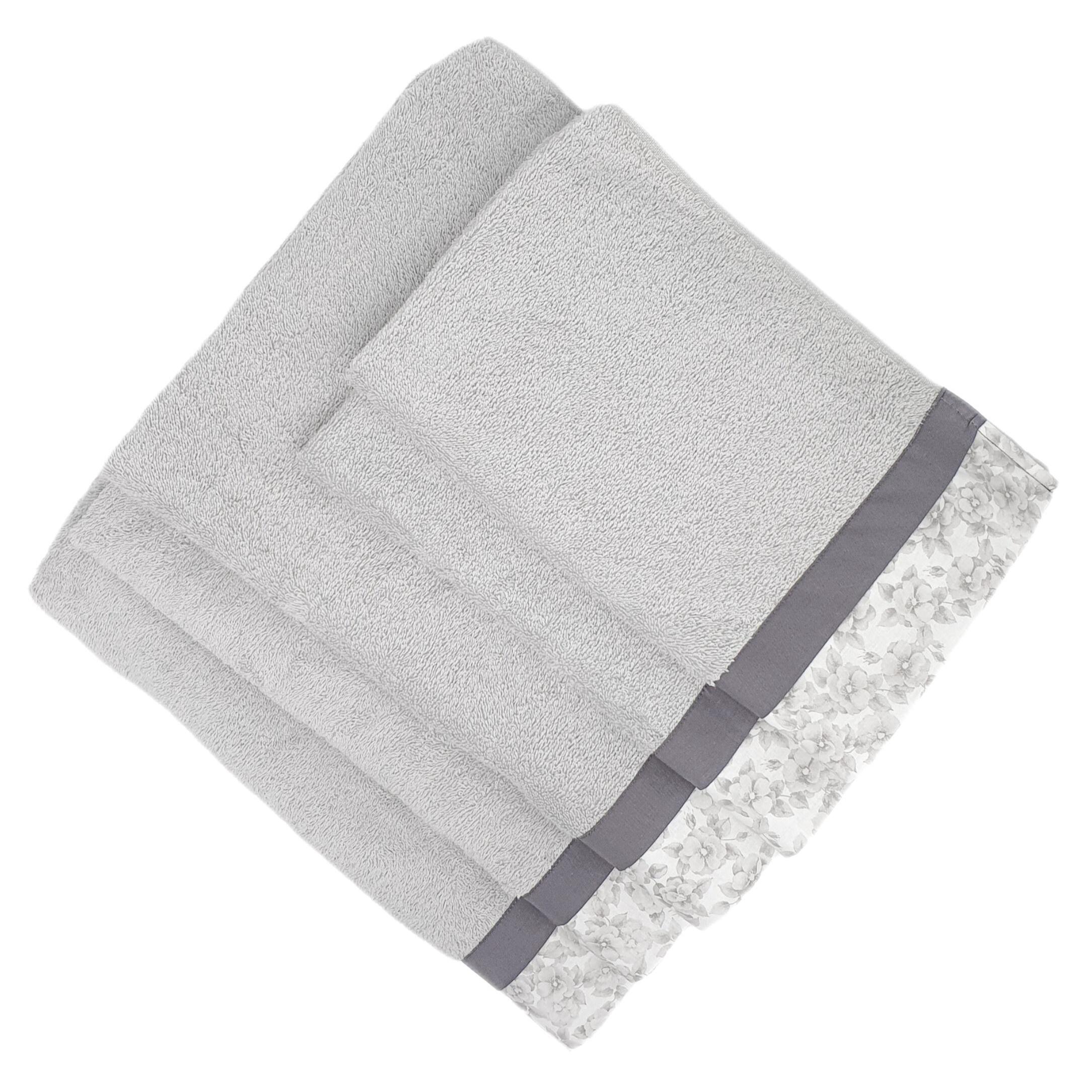 Set Spugna PRIMULA 5 Pezzi: 2 Viso+2 Ospite + 1 Telo Bagno - 450 gr/m² - Grigio - Puro Cotone