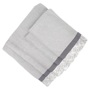 Set Spugna PRIMULA 5 Pezzi: 2 Viso+2 Ospite + 1 Telo Bagno - 450 gr/m² - Grigio - Puro Cotone