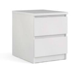 Comodino a due cassetti, colore bianco lucido, cm 40 x 49 x 50