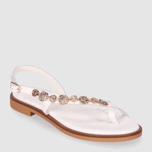 Sandalias de Piel - Blanco - Tacón: 1 cm
