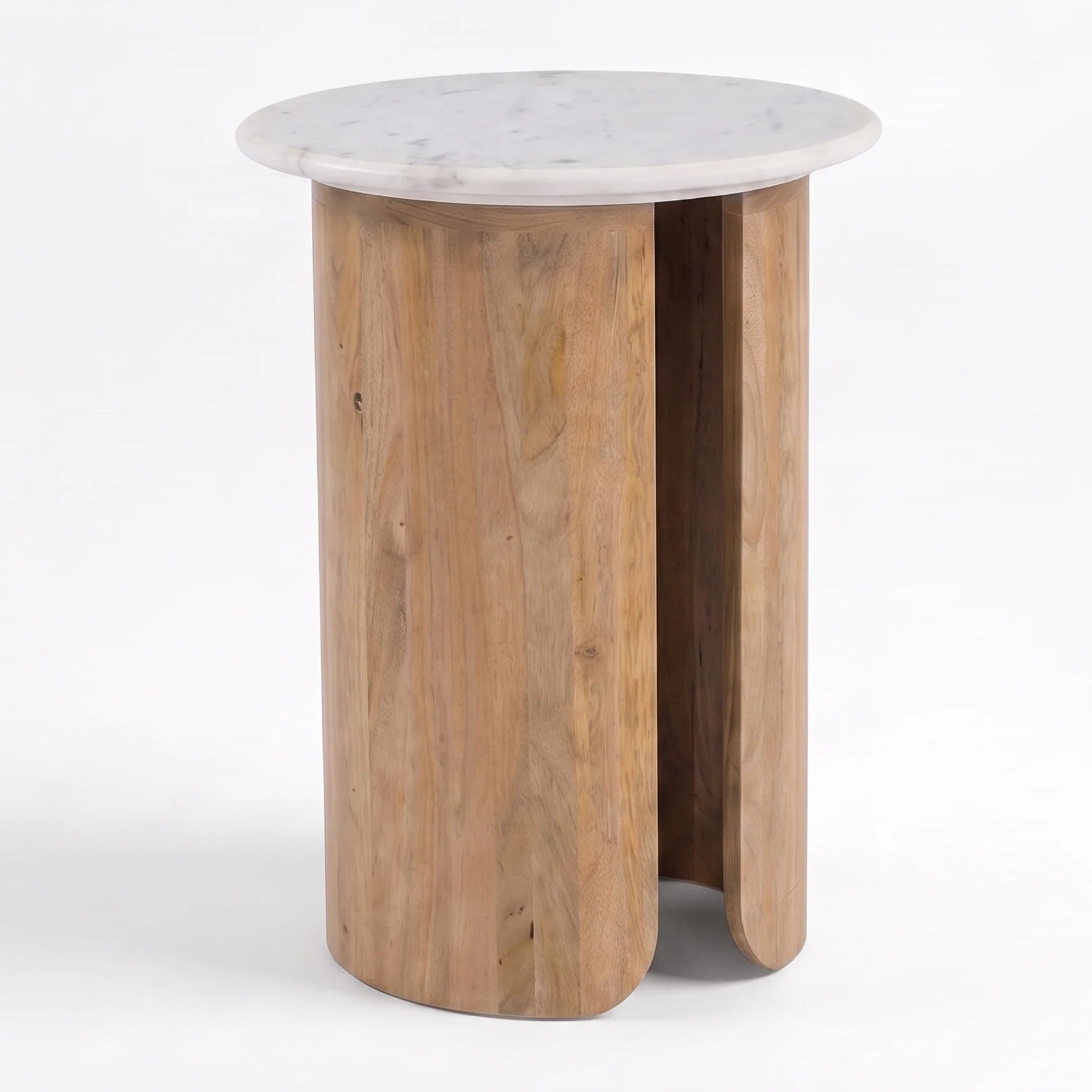 Table d'appoint en marbre et bois de manguier - Léana