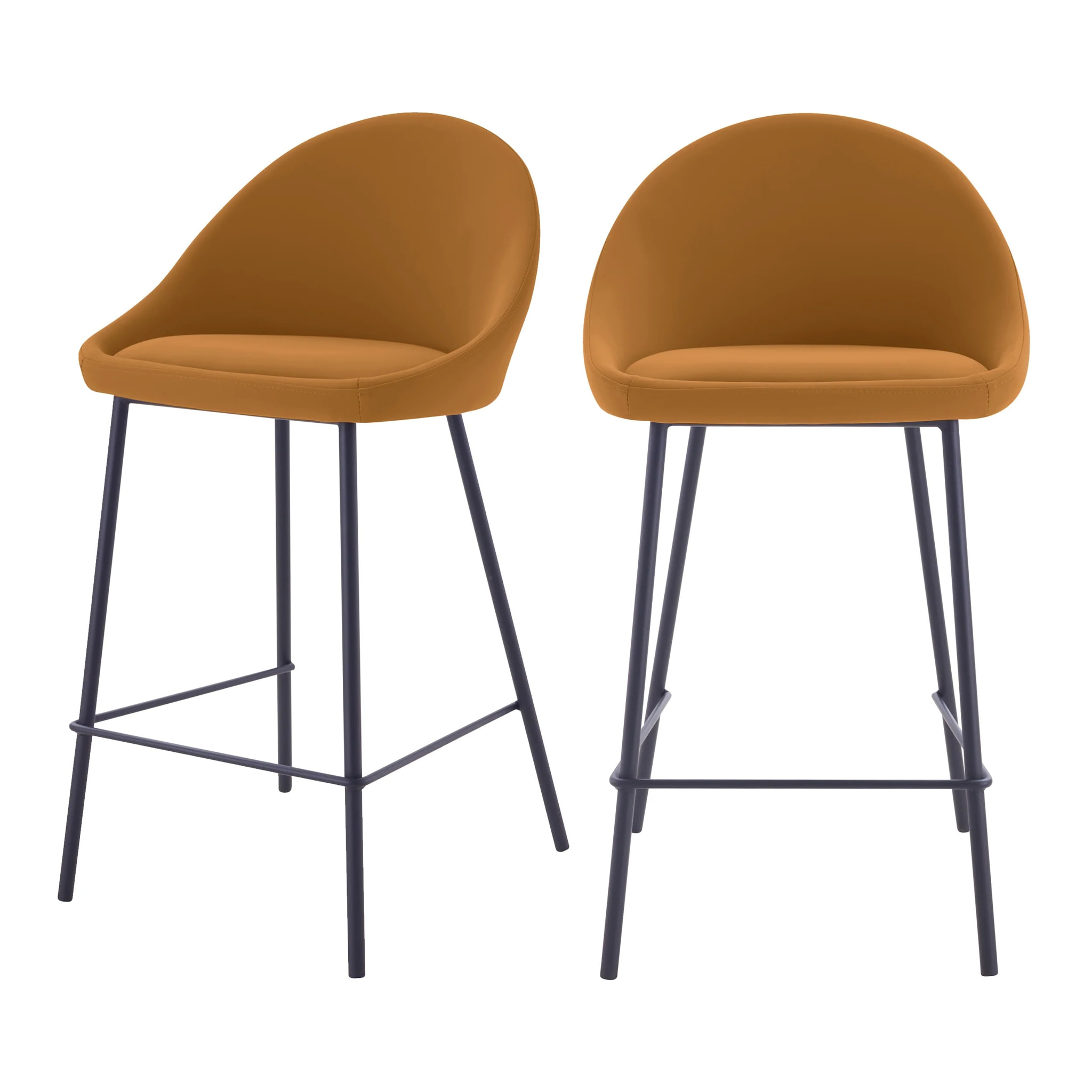 Lot de 2 chaises pour îlot central 65 cm en cuir synthétique cannelle - Misty