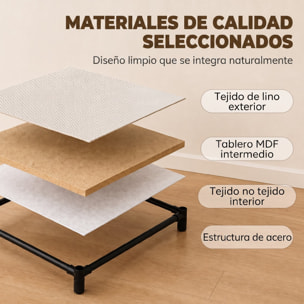 HOMCOM Cómoda con 5 Cajones de Tela, Cómoda para Dormitorio, Marco de Acero, Montaje Rápido, Cajonera para Salón, Oficina, Vestidor, Beige