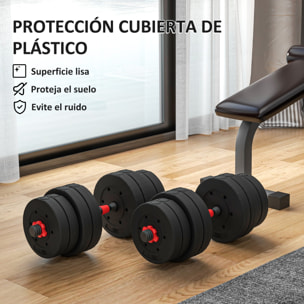 Juego de Mancuernas Ajustables, 2 en 1, 30kg, Juego de Pesas con Barras de Conexión y Mangos Antideslizantes, Pesas y Mancuernas para Hombres y Mujeres, Ejercicio de Fitness, Gimnasio en Casa