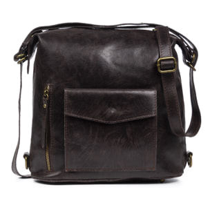 Irene Borsa a Spalla Zaino Donna.Pelle Autentica Scamosciata Lavata a Pietra