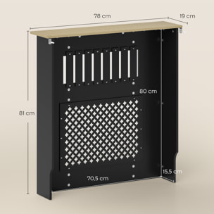 Cubre Radiadores, Cubreradiador de MDF, 78x19x81 cm, Cubierta para Radiador, Diseño Moderno de Listones y Nido de Abeja, para Salón, Dormitorio, Negro