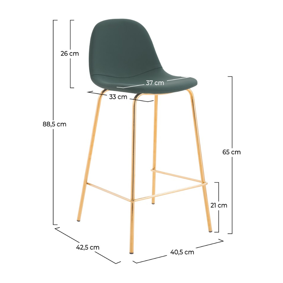 Lot de 2 chaises pour îlot central 65 cm en cuir synthétique vert - Henrik