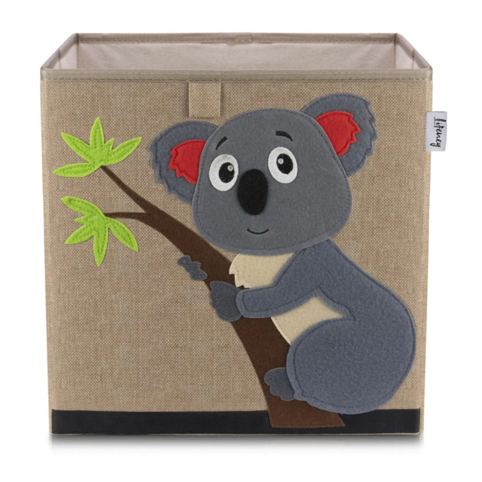 Boîte de rangement en tissu pour enfant "koala" sur fond foncé, compatible Ikea Kallax Lifeney