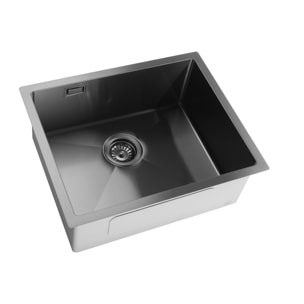 Timeless Évier de cuisine sous plan inox 304, 1 bac, 55x45x21 cm, Gun Metal brossé PVD