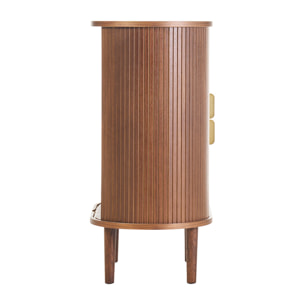 Buffet haut vintage avec portes coulissantes bois foncé noyer L70 cm EPIC