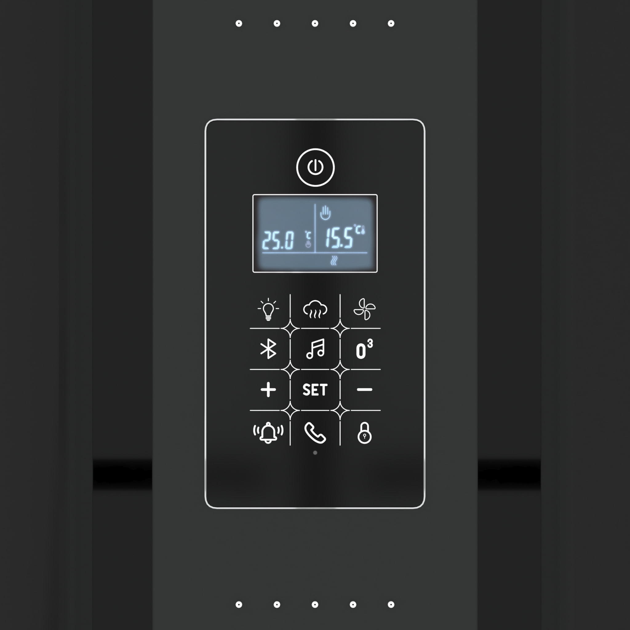 Cabine de douche rectangle 115x90x218 cm - Fonction HAMMAM, Jets Hydromassants, Led et Bluetooth