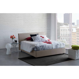 Letto matrimoniale Ariadni, Letto contenitore con rivestimento in tessuto, 100% Made in Italy, Apertura frontale, con materasso Cm 160x200 incluso, Tortora