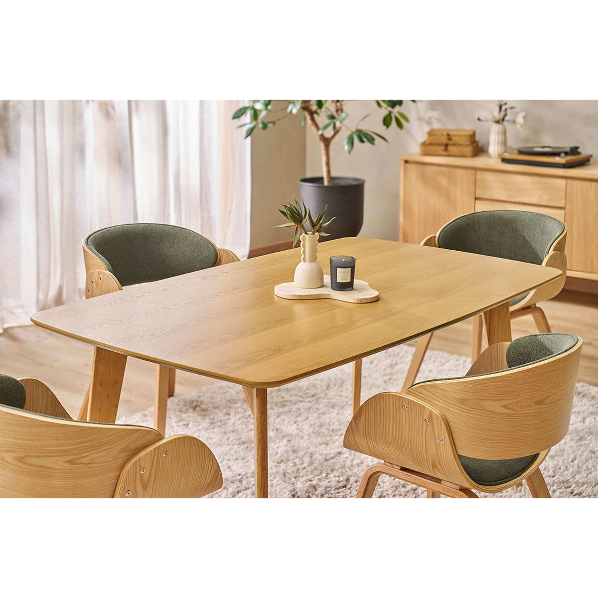 Table à manger rectangulaire scandinave bois clair chêne L150 cm LEENA