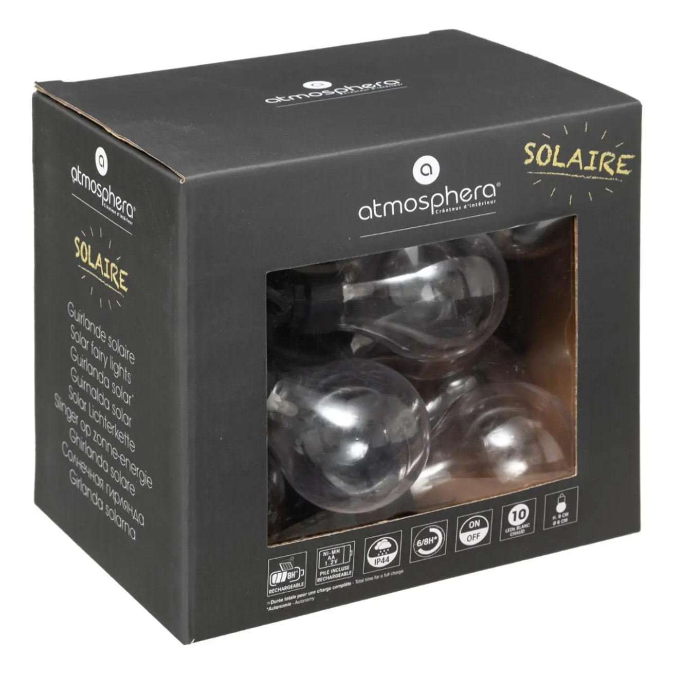 Guirlande LED solaire - 10 ampoules L500 cm