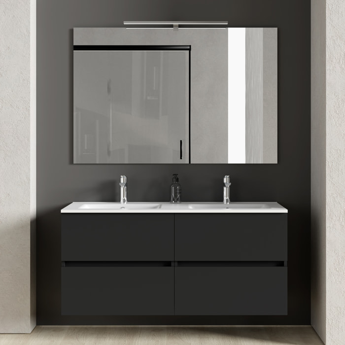 Ensemble de salle de bain Double Mat Alday, 120cm, Noir Mat