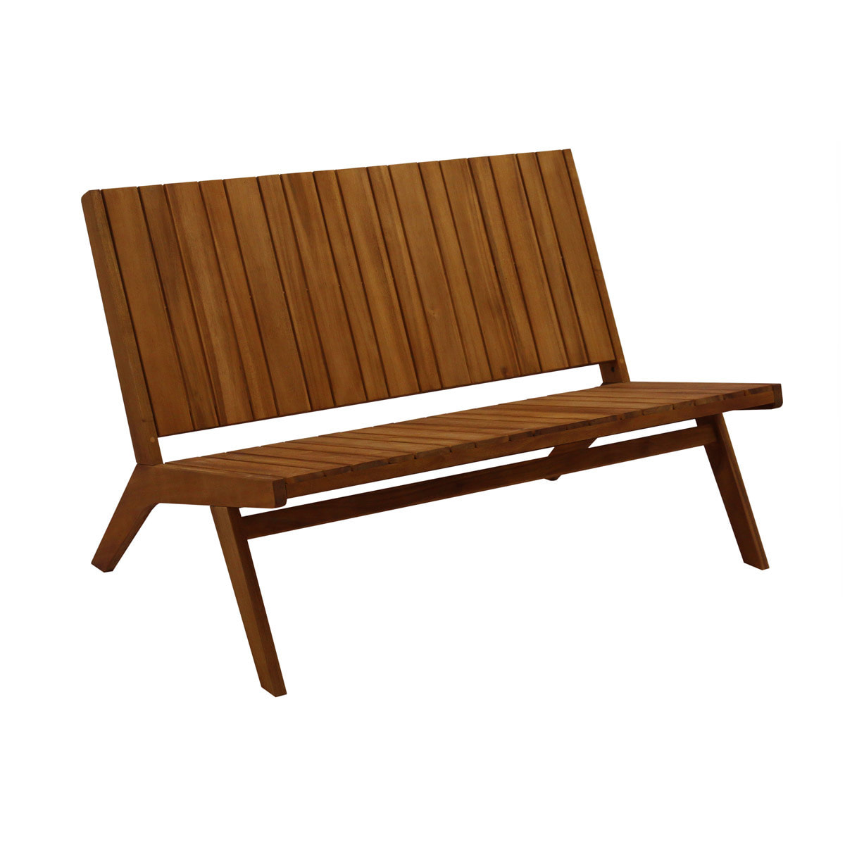 Salon de jardin banc 2 places et table basse en bois massif TIDAK