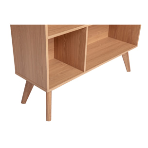 Bibliothèque scandinave en bois clair chêne 8 casiers L110 cm INGRID