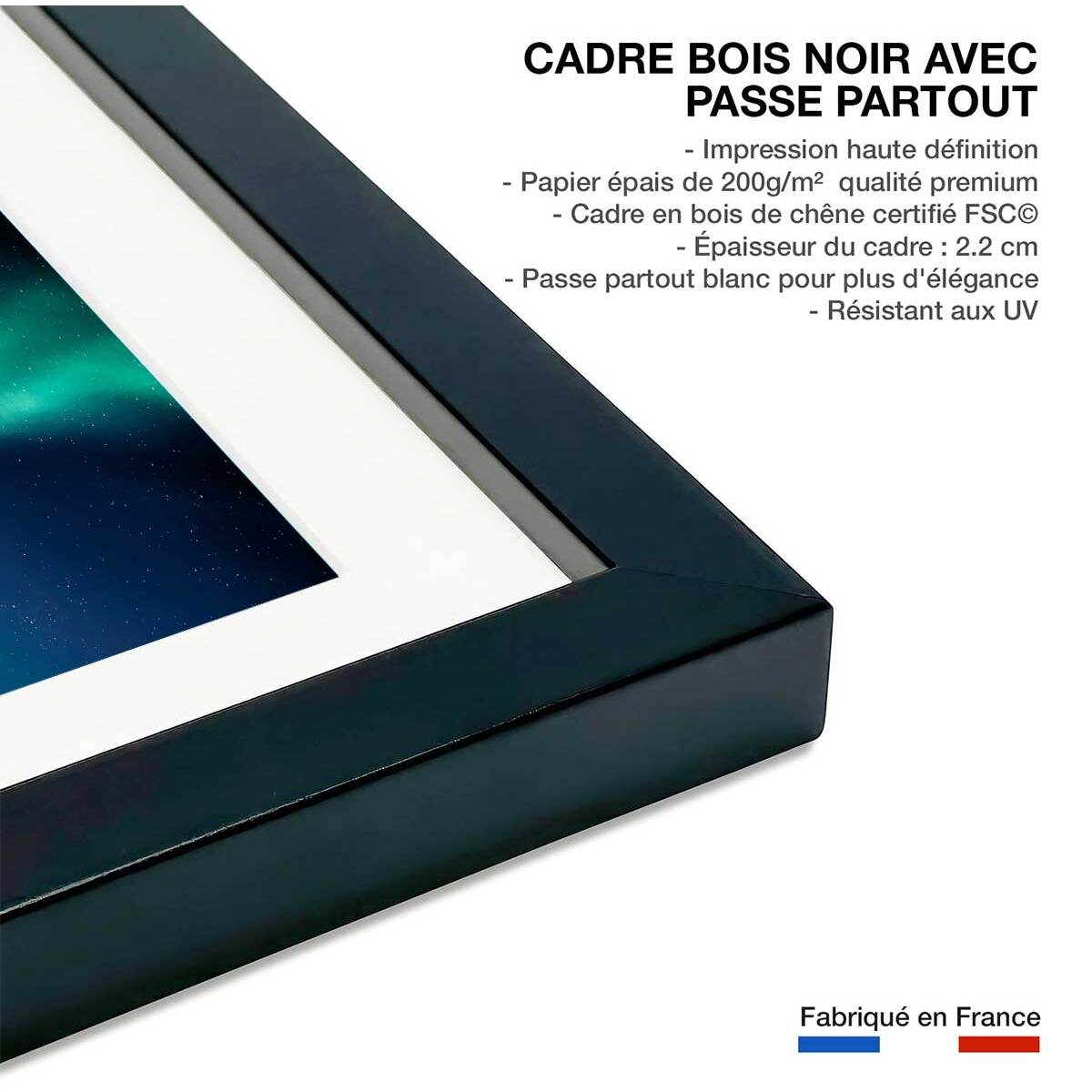 Poster lofoten aurora reflection Affiche sous cadre noir