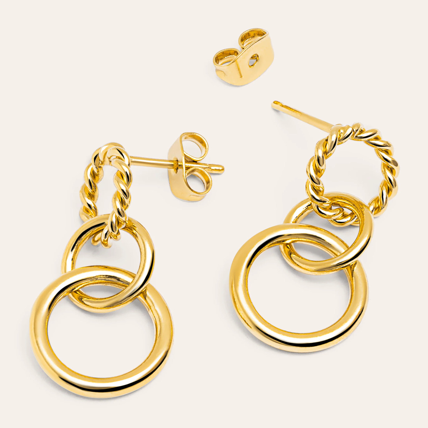 Pendientes Circles Twist Baño Oro