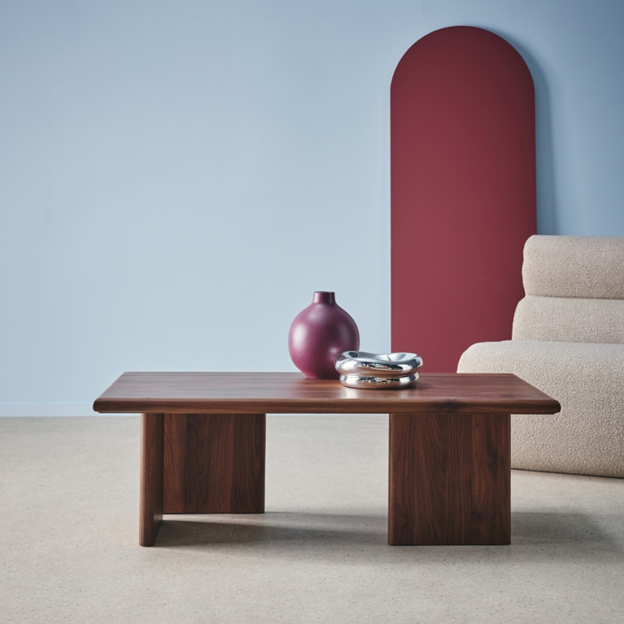 Table basse rectangulaire MDF effet noyer