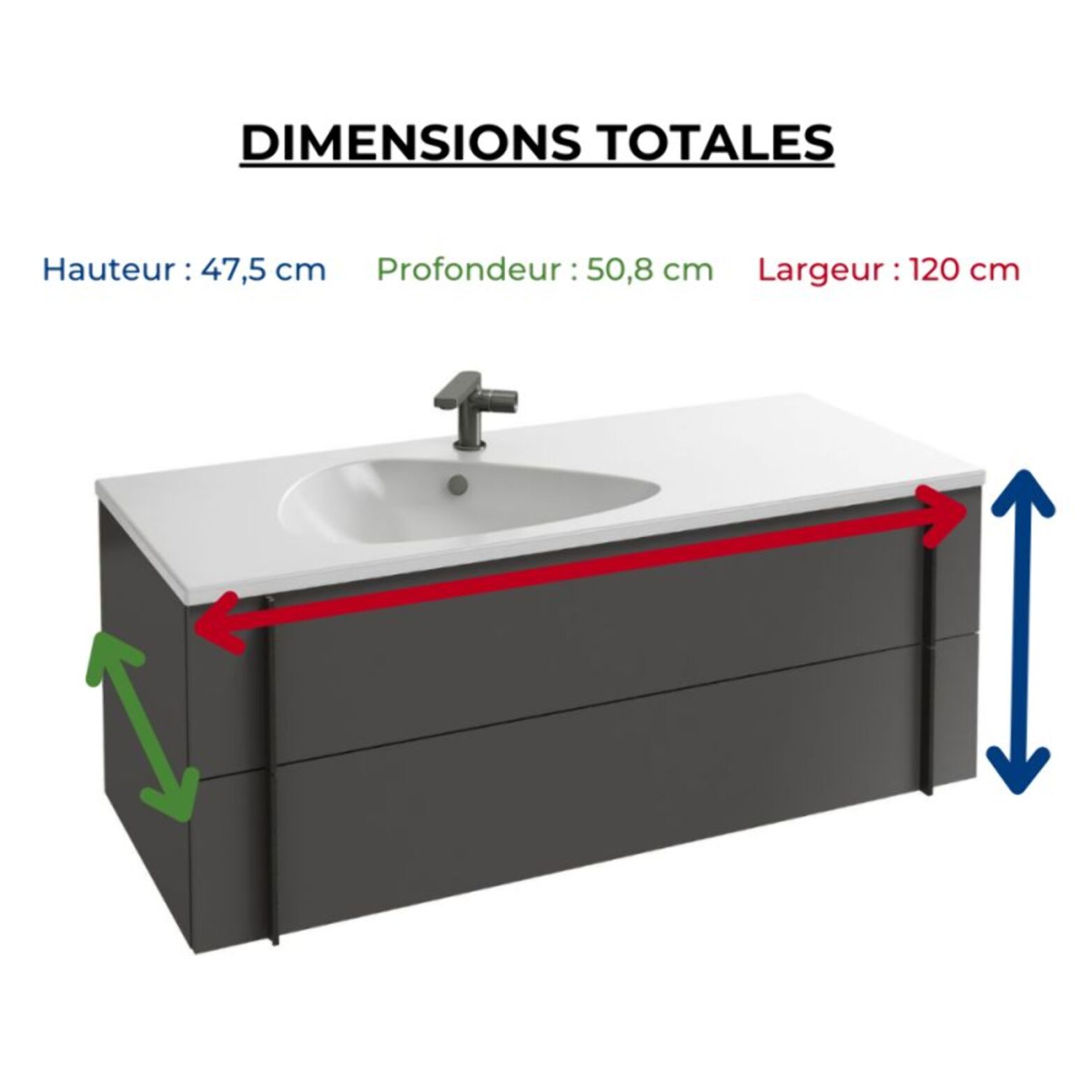 Meuble vasque Nouvelle Vague gris brillant