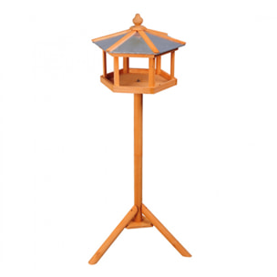 Mangeoire sur pied nichoir a plateau station a oiseau bois pour exterieur 113 cm