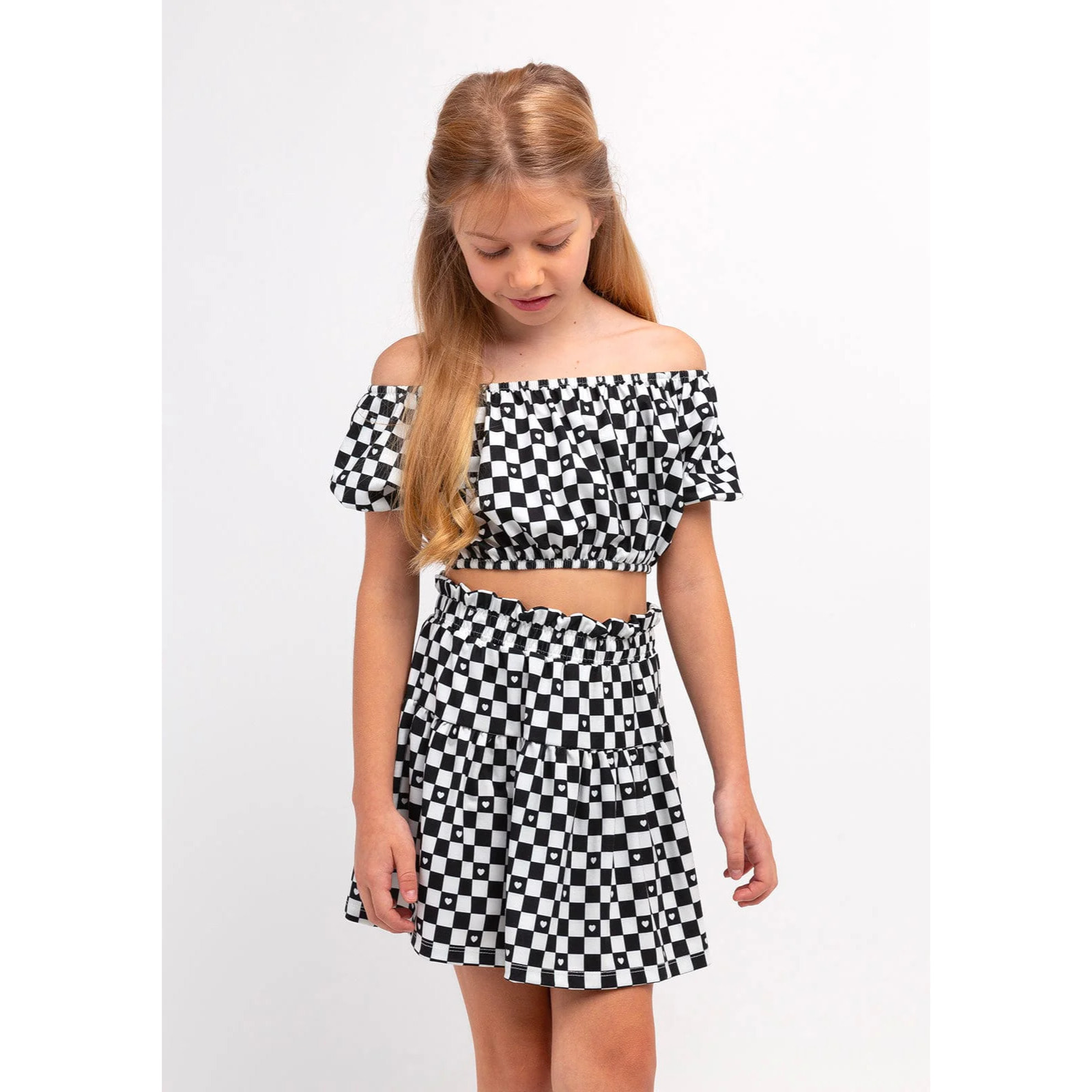 Girl's Black Checkerboard Skirt