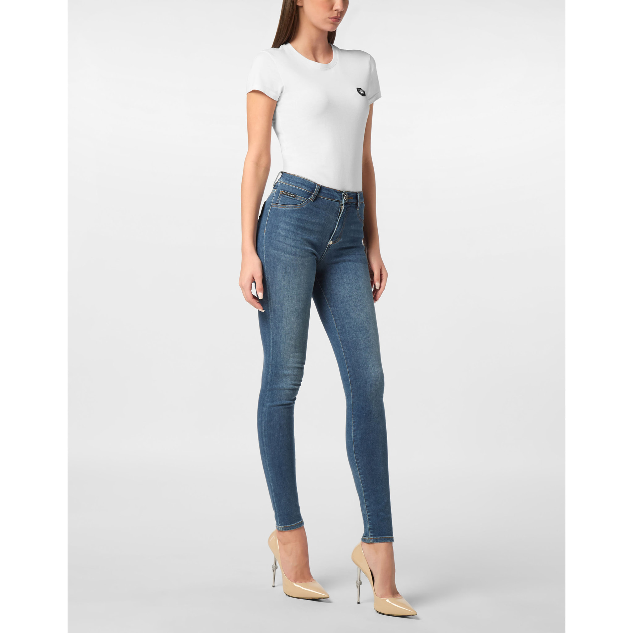 PHILIPP PLEIN Jeggings de cintura alta LOGO