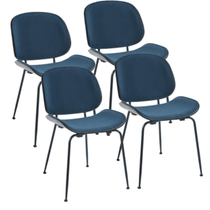 Set da 4 sedie moderne in tessuto blu con gambe nere - Elizabeth