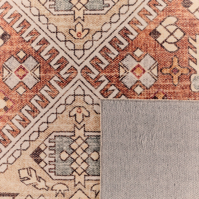 OTTOMAN - Tapis à poils courts doux à motif berbère beige