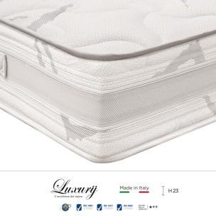 "Paestum" H23 cm 160x200 2 guanciali Memory OMAGGIO sfoderabile in schiuma poliuretanica ad alta densità e Memory Foam con cristalli di gel