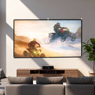 Pantalla de Proyector Manual 100 Pulgadas, Pantalla de Proyección, Formato 16:9, HD 4K/8K, Tela Lavable, para Interior y Exterior, Cine en Casa, Oficina, Patio, Blanco