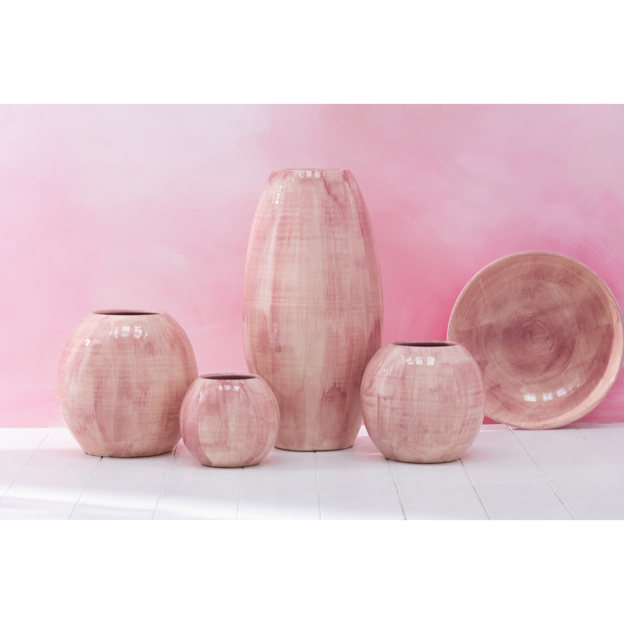 J-Line cache-pot Peint À la Main - céramique - rose - medium - Ø 24 cm