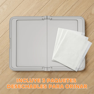 Inodoro para Perros Plegable, 86x62 cm, Bandeja Sanitaria para Perros para Entrenamiento, con 3 Almohadillas, Pies Antideslizantes y Fácil de Limpiar, Gris