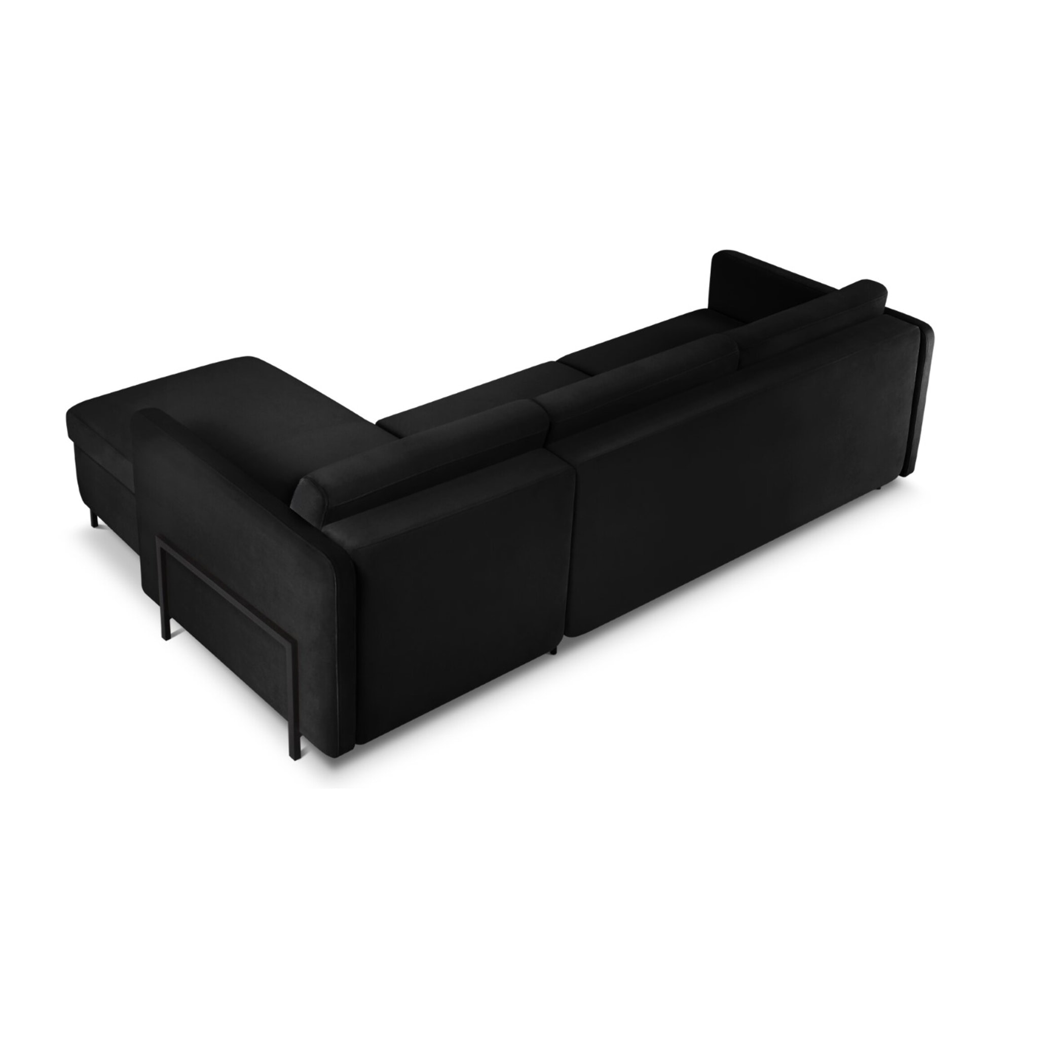Canapé d'angle droit convertible "Yanis" 4 places en velours noir